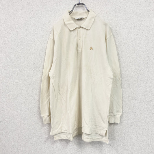 Brooks Brothers　ブルックスブラザーズ　長袖ポロシャツ　刺繍ロゴ　白　ホワイト　Lサイズ