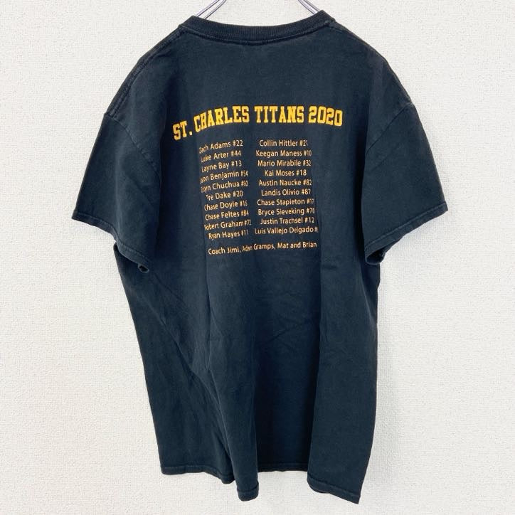 GILDAN　ギルダン　半袖プリントTシャツ　アーチプリント　両面プリント　黒　ブラック　Lサイズ