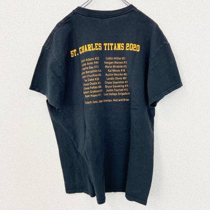 GILDAN　ギルダン　半袖プリントTシャツ　アーチプリント　両面プリント　黒　ブラック　Lサイズ