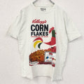 古着 used　Kellogs　ケロッグ　半袖プリントTシャツ　VINTAGE　レトロデザイン　コーンフレーク　白　Sサイズ