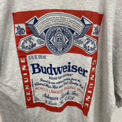 90s　reverse r return　半袖プリントTシャツ　Budweiser.　ヴィンテージ　灰色　グレー　Fサイズ