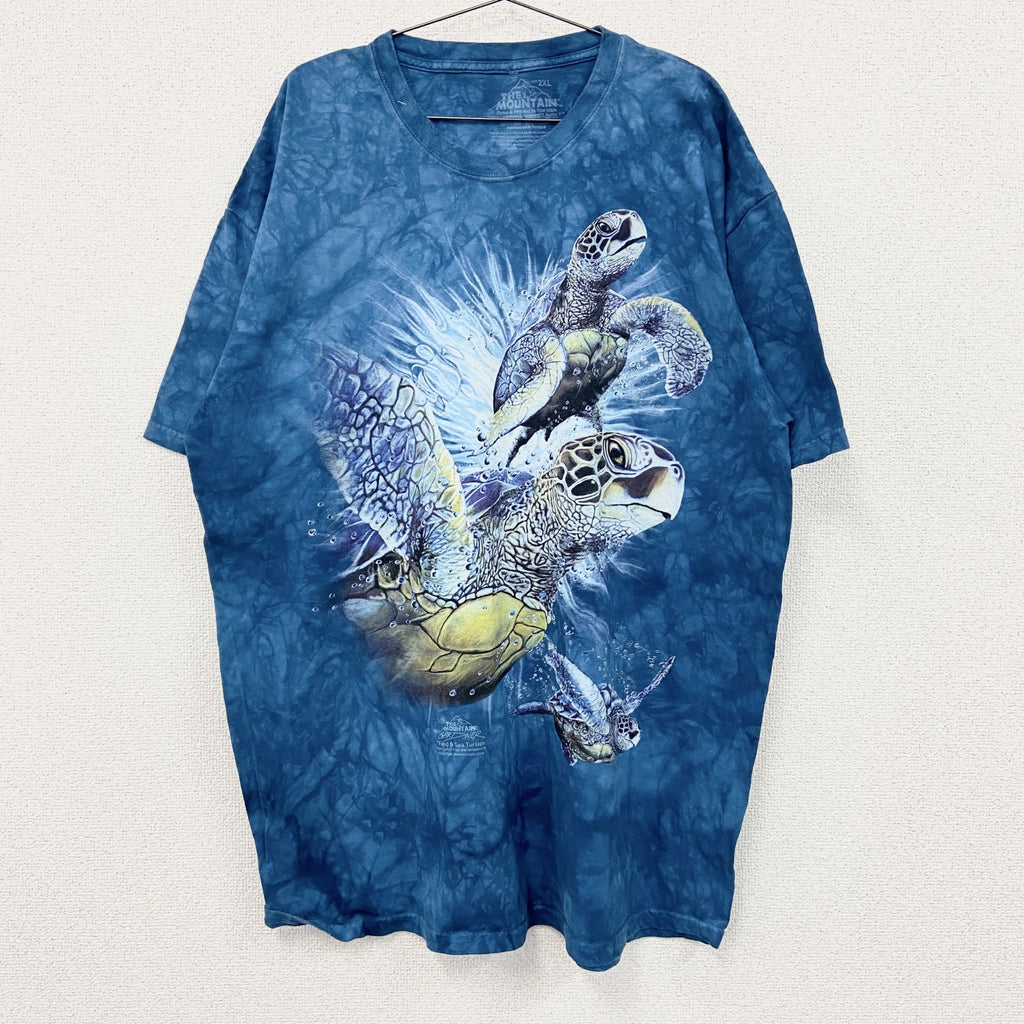 THE MOUNTAIN　ザマウンテン　半袖プリントTシャツ　アニマルT　タイダイ　青　ブルー　2XLサイズ