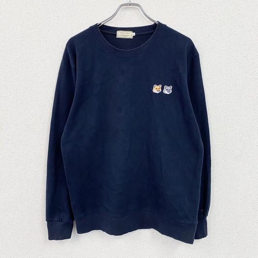 MAISON KITSUNE　メゾンキツネ　スウェット/トレーナー　ワッペン　紺　ネイビー　Lサイズ