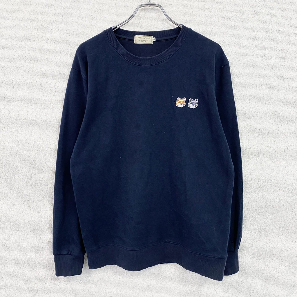 MAISON KITSUNE　メゾンキツネ　スウェット/トレーナー　ワッペン　紺　ネイビー　Lサイズ