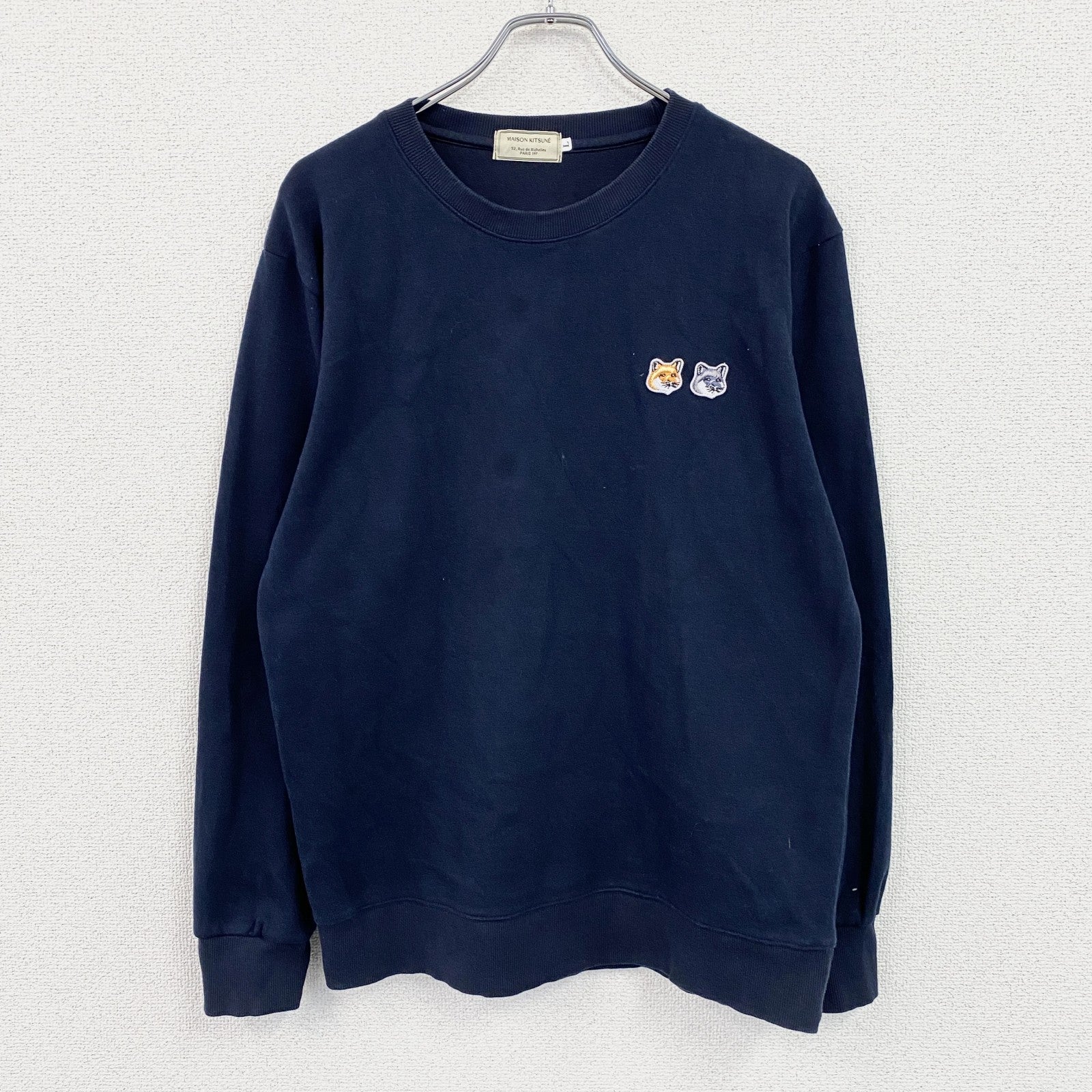 MAISON KITSUNE　メゾンキツネ　スウェット/トレーナー　ワッペン　紺　ネイビー　Lサイズ