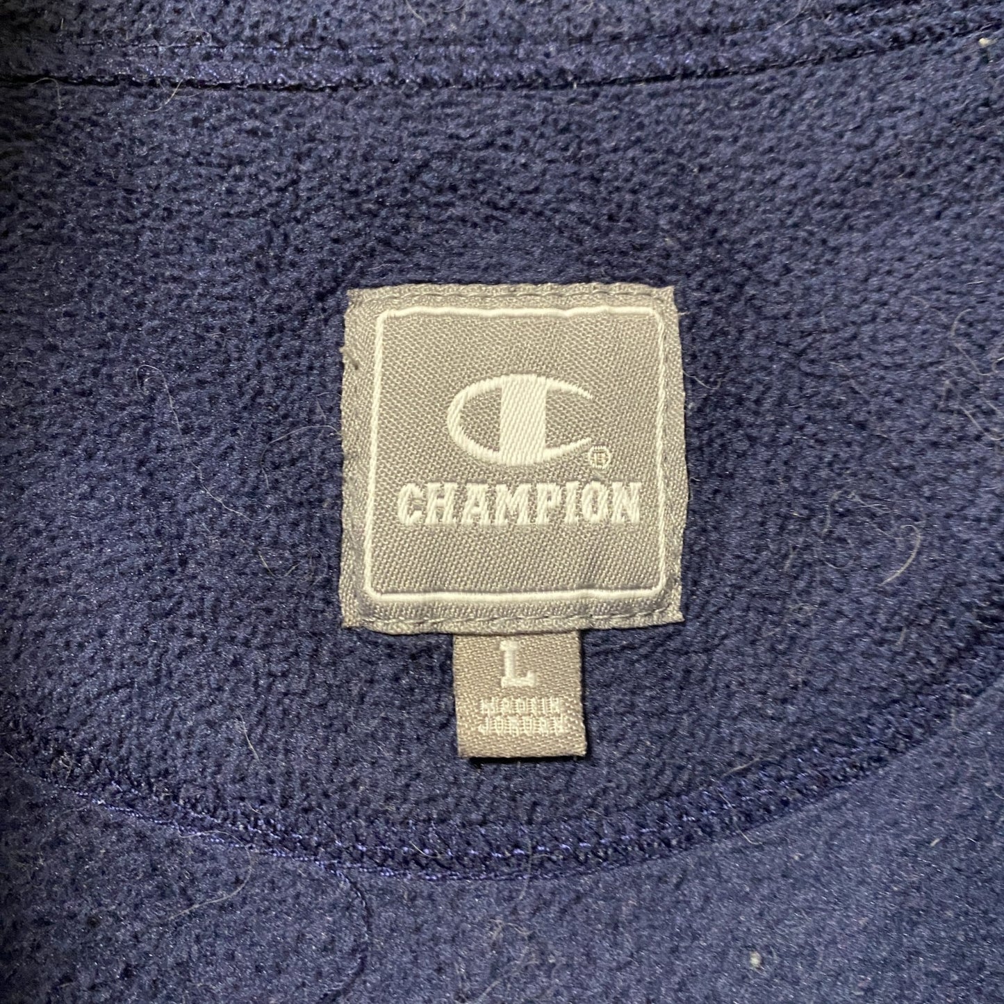 古着 used　Champion チャンピオン　長袖ハーフジップフリースジャケット　プルオーバー　ワンポイントロゴ刺繍　Lサイズ