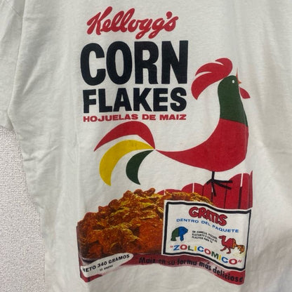 古着 used　Kellogs　ケロッグ　半袖プリントTシャツ　VINTAGE　レトロデザイン　コーンフレーク　白　Sサイズ