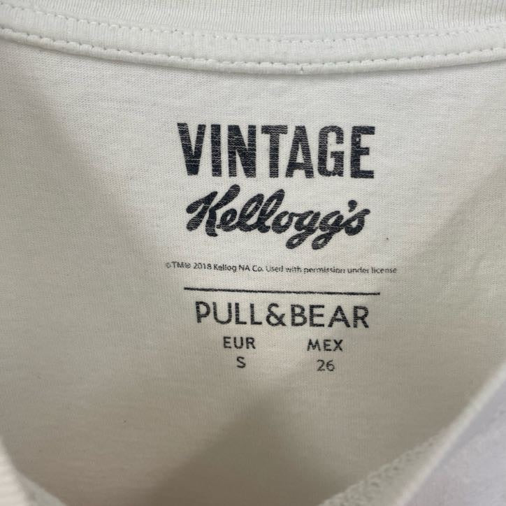 古着 used　Kellogs　ケロッグ　半袖プリントTシャツ　VINTAGE　レトロデザイン　コーンフレーク　白　Sサイズ