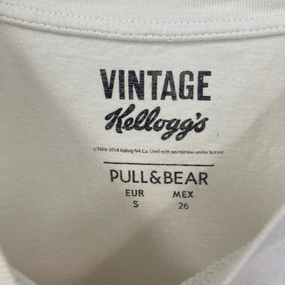 古着 used　Kellogs　ケロッグ　半袖プリントTシャツ　VINTAGE　レトロデザイン　コーンフレーク　白　Sサイズ