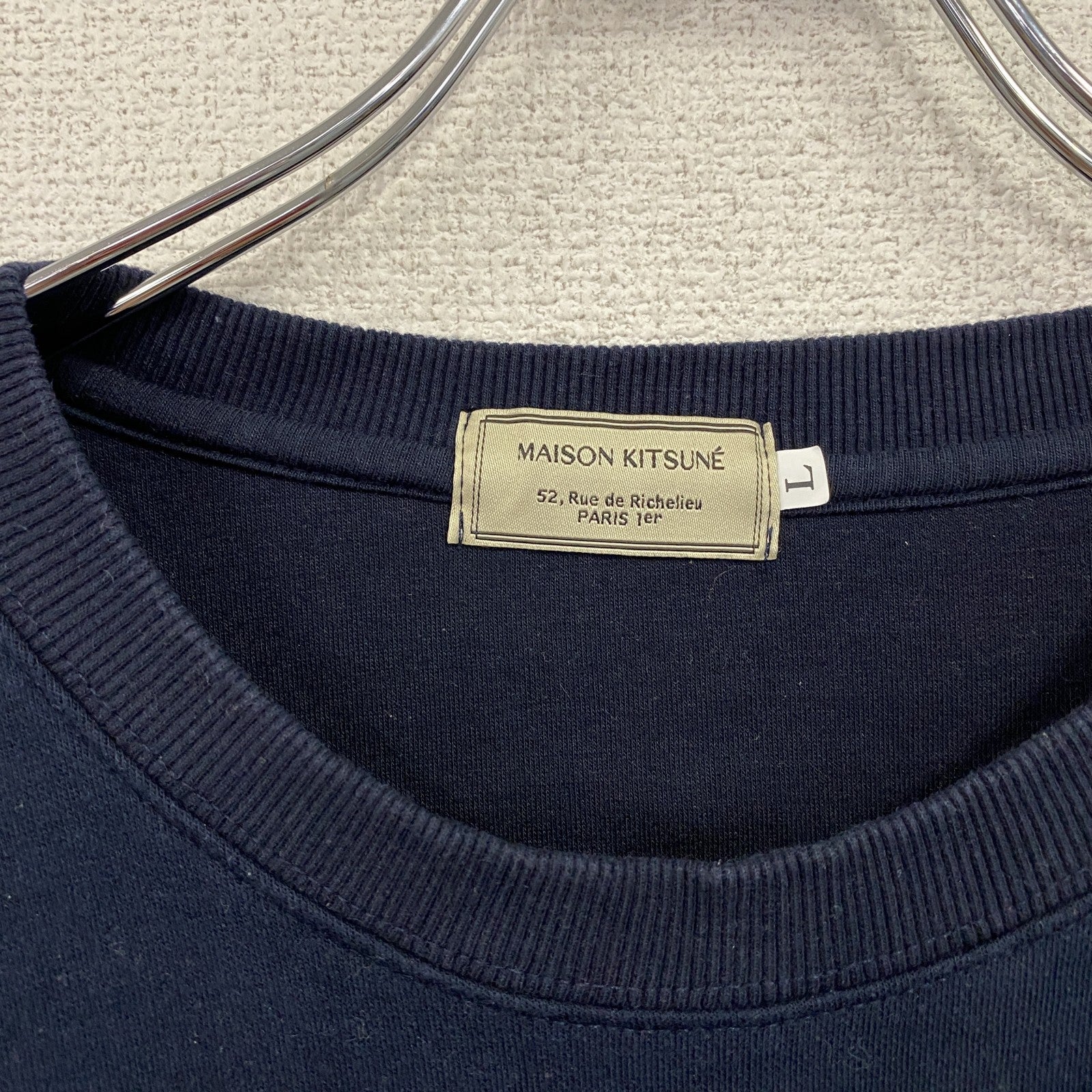 MAISON KITSUNE　メゾンキツネ　スウェット/トレーナー　ワッペン　紺　ネイビー　Lサイズ