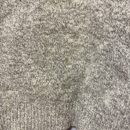 古着　used　長袖デザインニット　厚手セーター　ノルディック柄　クルーネック　レトロデザイン　ベージュ　Sサイズ