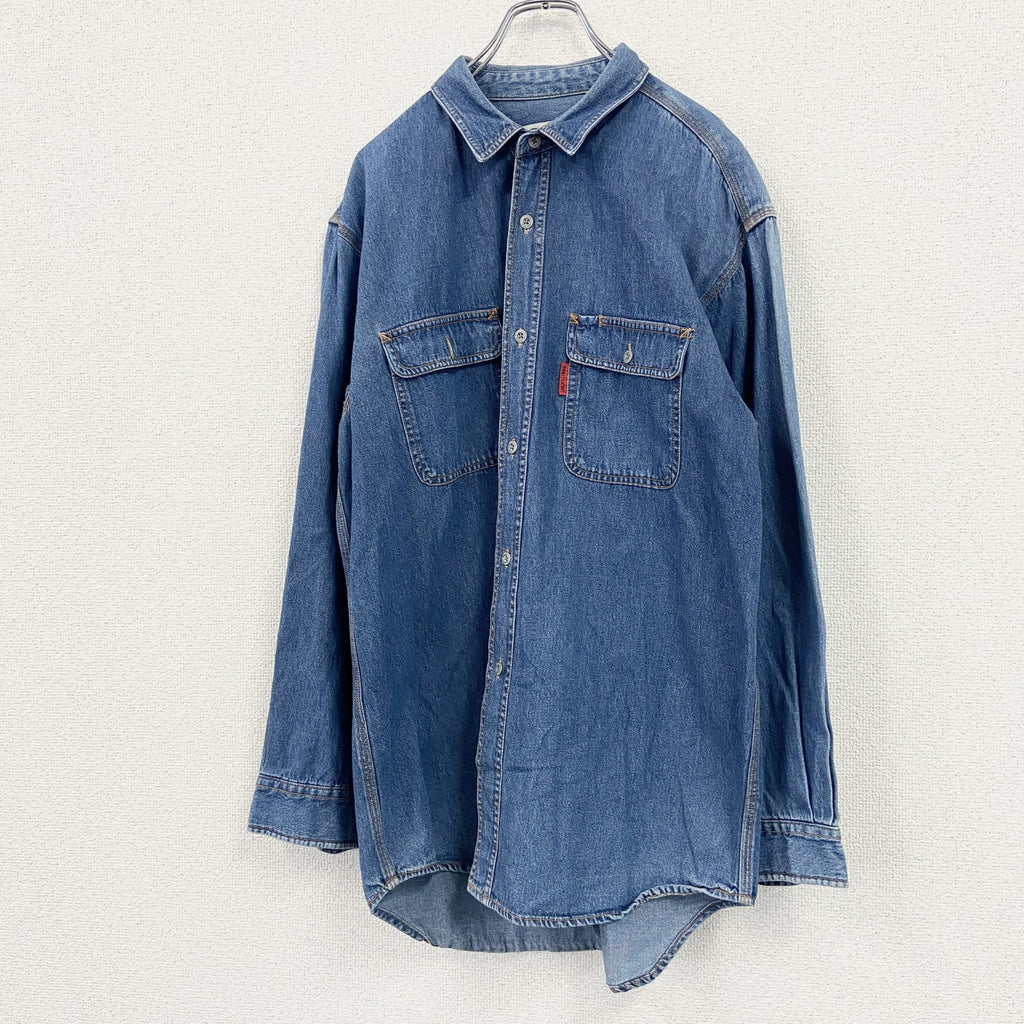 LUCKY STRIKE　ラッキーストライク　長袖デニムシャツ　フラップポケット　インディゴ　LLサイズ