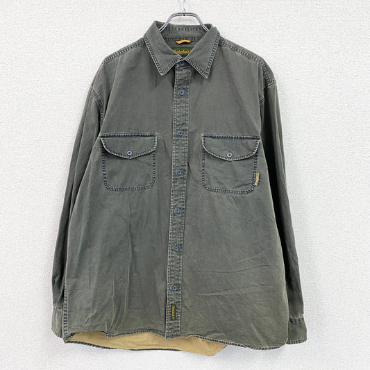 Timberland　ティンバーランド　長袖シャツジャケット　ポケット付き　グレー　グリーン　XLサイズ　