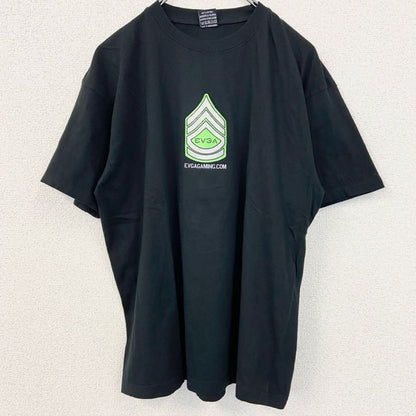 古着 used　sg 半袖プリントTシャツ　EVGA 企業ロゴ　ブラック　黒　グラボメーカー　ゲーム　レトロ　Lサイズ