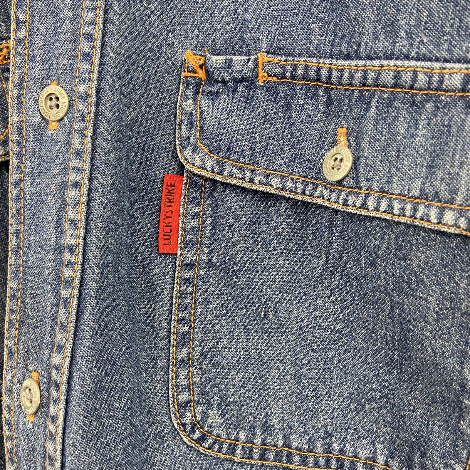 LUCKY STRIKE　ラッキーストライク　長袖デニムシャツ　フラップポケット　インディゴ　LLサイズ