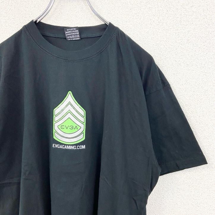 古着 used　sg 半袖プリントTシャツ　EVGA 企業ロゴ　ブラック　黒　グラボメーカー　ゲーム　レトロ　Lサイズ