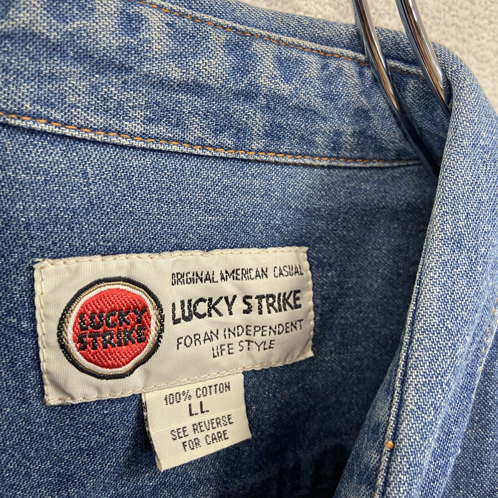 LUCKY STRIKE　ラッキーストライク　長袖デニムシャツ　フラップポケット　インディゴ　LLサイズ