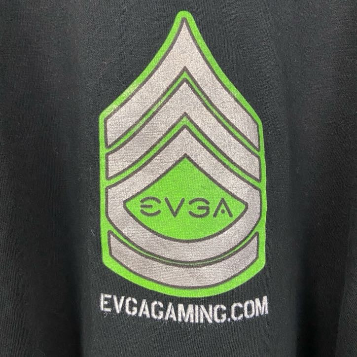 古着 used　sg 半袖プリントTシャツ　EVGA 企業ロゴ　ブラック　黒　グラボメーカー　ゲーム　レトロ　Lサイズ