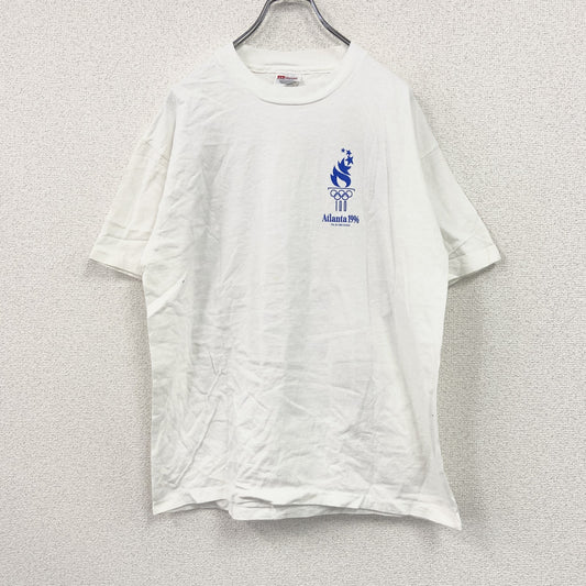 90s　Hanes　ヘインズ　半袖プリントTシャツ　アトランタオリンピック　シングルステッチ　ヴィンテージ　白　ホワイト　Lサイズ
