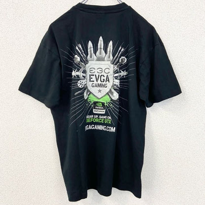 古着 used　sg 半袖プリントTシャツ　EVGA 企業ロゴ　ブラック　黒　グラボメーカー　ゲーム　レトロ　Lサイズ
