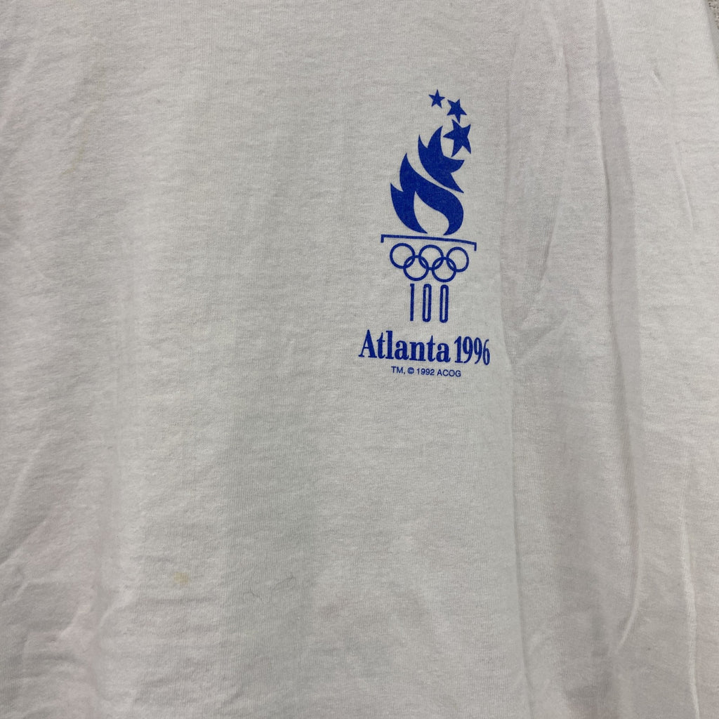 90s　Hanes　ヘインズ　半袖プリントTシャツ　アトランタオリンピック　シングルステッチ　ヴィンテージ　白　ホワイト　Lサイズ