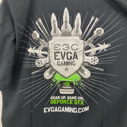 古着 used　sg 半袖プリントTシャツ　EVGA 企業ロゴ　ブラック　黒　グラボメーカー　ゲーム　レトロ　Lサイズ