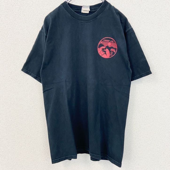 古着 used　Hanes ヘインズ　BEEFY-T 半袖プリントTシャツ　TROOP　416　ボーイスカウト　ネイビー　Mサイズ