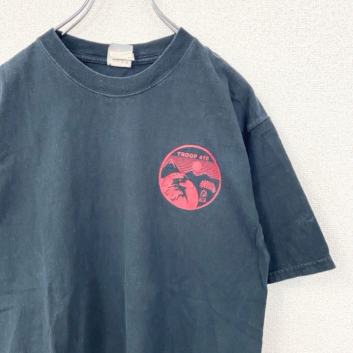 古着 used　Hanes ヘインズ　BEEFY-T 半袖プリントTシャツ　TROOP　416　ボーイスカウト　ネイビー　Mサイズ