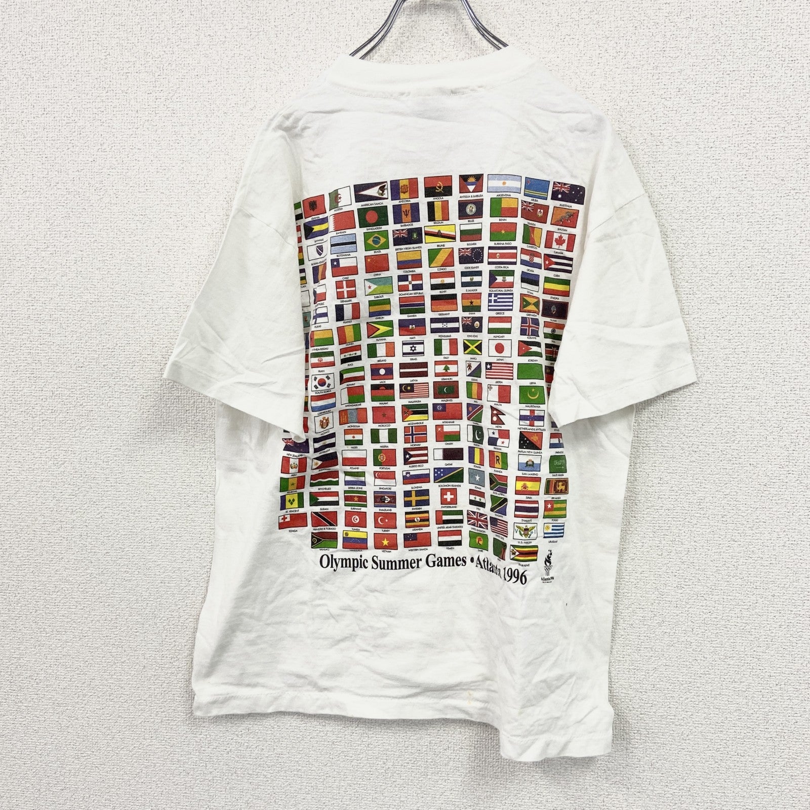 90s　Hanes　ヘインズ　半袖プリントTシャツ　アトランタオリンピック　シングルステッチ　ヴィンテージ　白　ホワイト　Lサイズ