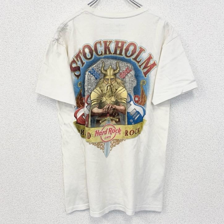 古着 used　Hard Rock Cafe　ハードロックカフェ　半袖デザインTシャツ　バックプリント　ストックホルム　Mサイズ