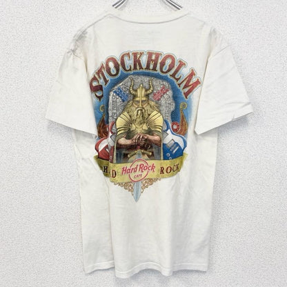 古着 used　Hard Rock Cafe　ハードロックカフェ　半袖デザインTシャツ　バックプリント　ストックホルム　Mサイズ