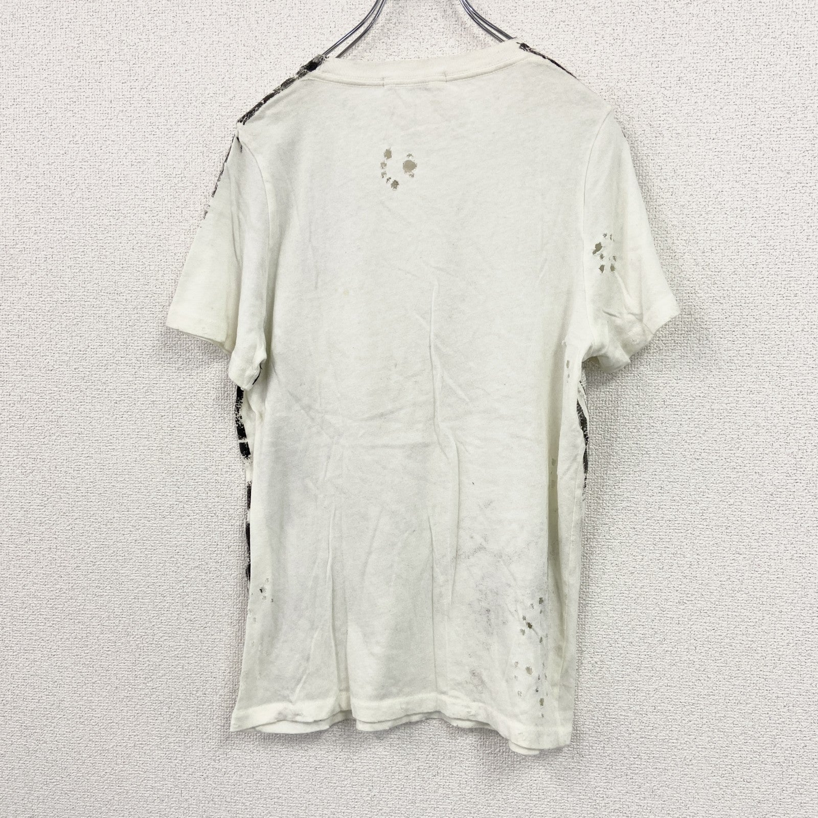 PRINCE PETER　プリンスピーター　半袖プリントTシャツ　だまし絵　ダメージ加工　シングルステッチ　白　ホワイト