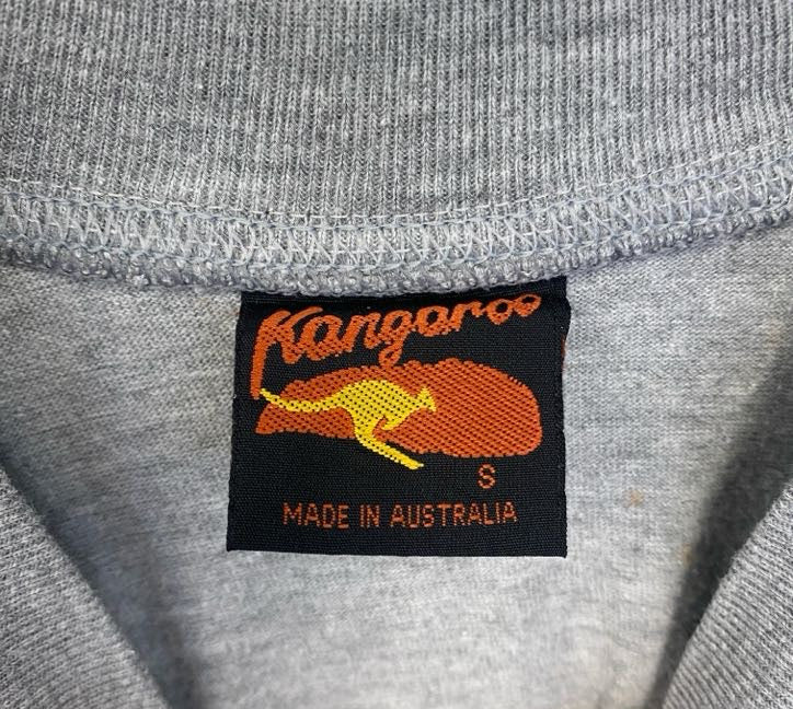 古着 used　Kangaroo　カンガルー　半袖アニマル刺繍Tシャツ　クルーネック　オーストラリア　シドニー　グレー　Sサイズ