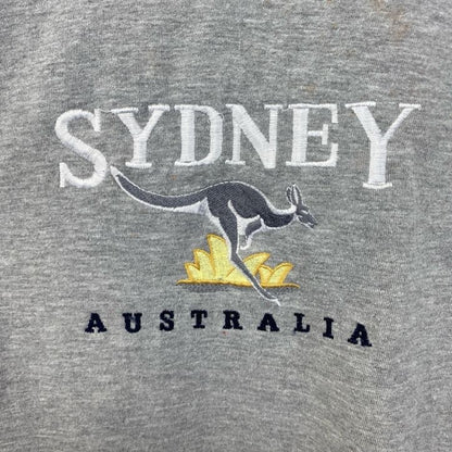 古着 used　Kangaroo　カンガルー　半袖アニマル刺繍Tシャツ　クルーネック　オーストラリア　シドニー　グレー　Sサイズ