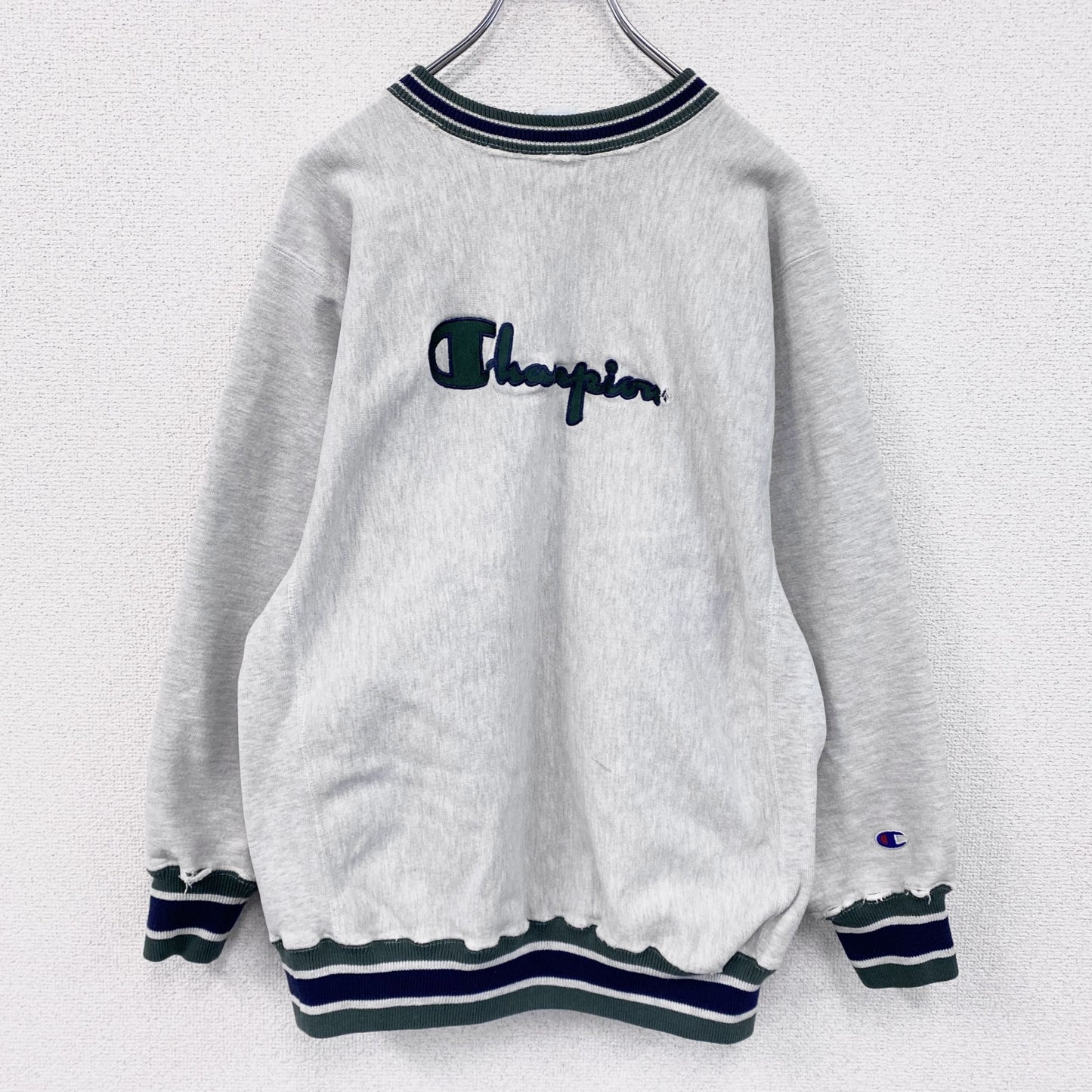 90s　Champion　チャンピオン　リバースウィーブ　スウェット/トレーナー　刺繍タグ　霜降りグレー　XLサイズ