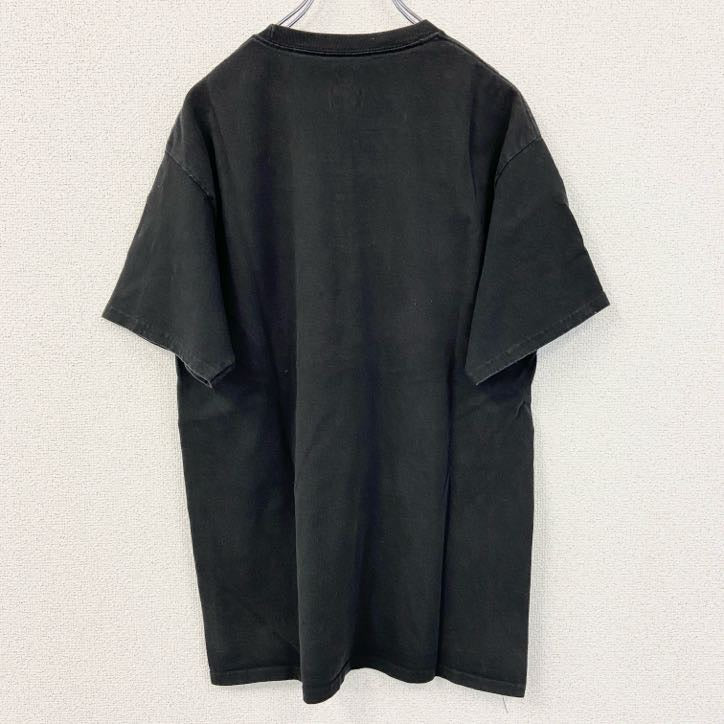 古着 used　Hanes　ヘインズ　半袖プリントTシャツ　MUSIC　EARTH　360　ロゴ　黒　ブラック　Lサイズ