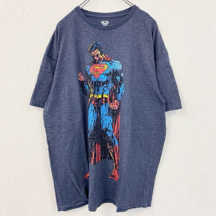 古着 used　SUPERMAN　スーパーマン　半袖アメコミTシャツ　DCコミックス　レトロデザイン　ネイビー　XLサイズ
