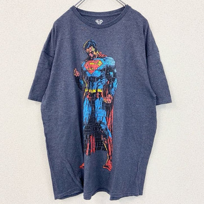 古着 used　SUPERMAN　スーパーマン　半袖アメコミTシャツ　DCコミックス　レトロデザイン　ネイビー　XLサイズ