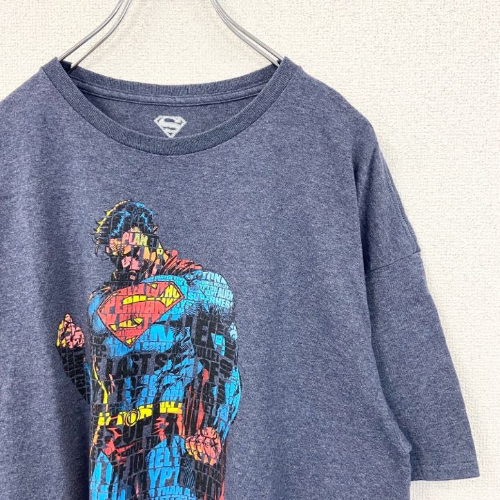 古着 used　SUPERMAN　スーパーマン　半袖アメコミTシャツ　DCコミックス　レトロデザイン　ネイビー　XLサイズ