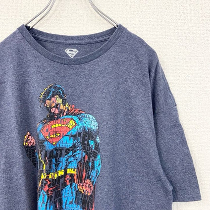 古着 used　SUPERMAN　スーパーマン　半袖アメコミTシャツ　DCコミックス　レトロデザイン　ネイビー　XLサイズ