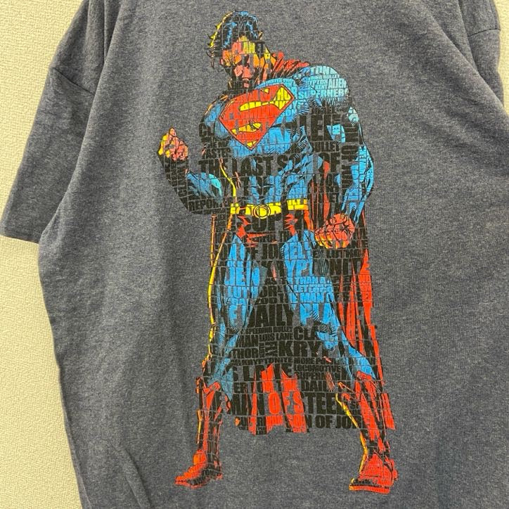 古着 used　SUPERMAN　スーパーマン　半袖アメコミTシャツ　DCコミックス　レトロデザイン　ネイビー　XLサイズ