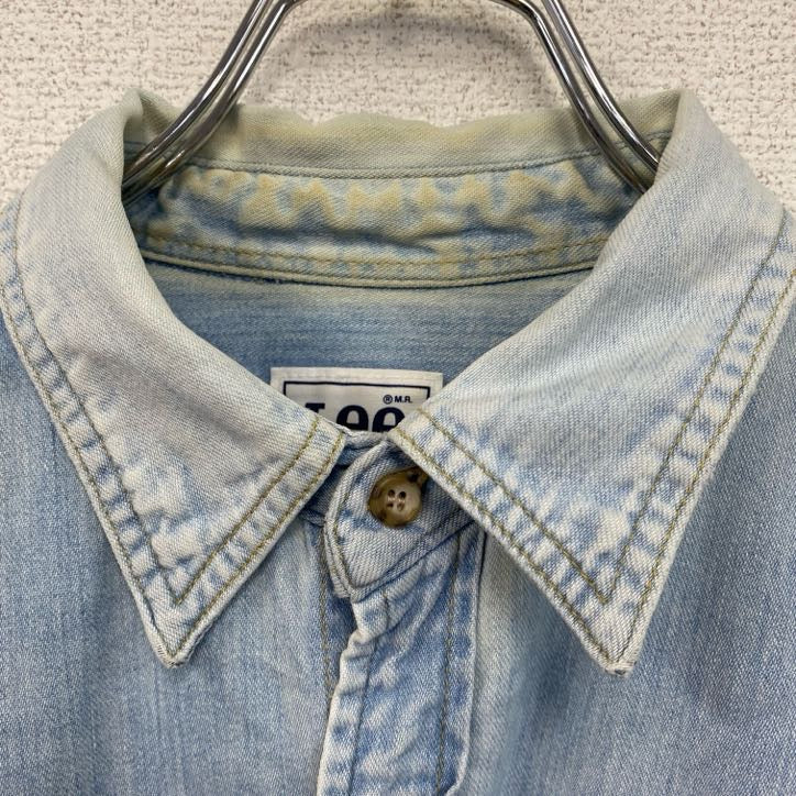 90s　Lee　リー　長袖デニムシャツ　ボタンダウンシャツ　ダブルポケット　ヴィンテージ　インディゴ　Lサイズ