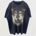古着 used　HOT ROCK　ホットロック　半袖アニマル両面プリントTシャツ　狼　ウルフ　黒　ブラック　XLサイズ