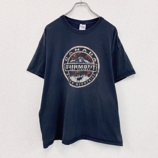 GILDAN　ギルダン　半袖プリントアニマルTシャツ　アーチプリント　アニマル　クルーネック　紺　ネイビー　XLサイズ