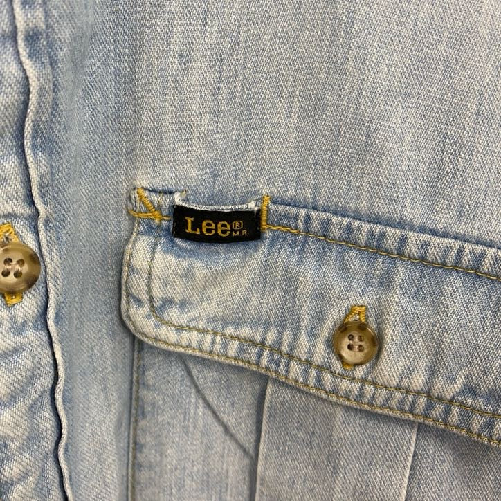 90s　Lee　リー　長袖デニムシャツ　ボタンダウンシャツ　ダブルポケット　ヴィンテージ　インディゴ　Lサイズ
