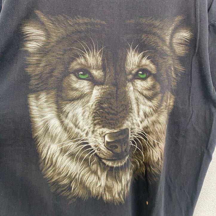 古着 used　HOT ROCK　ホットロック　半袖アニマル両面プリントTシャツ　狼　ウルフ　黒　ブラック　XLサイズ