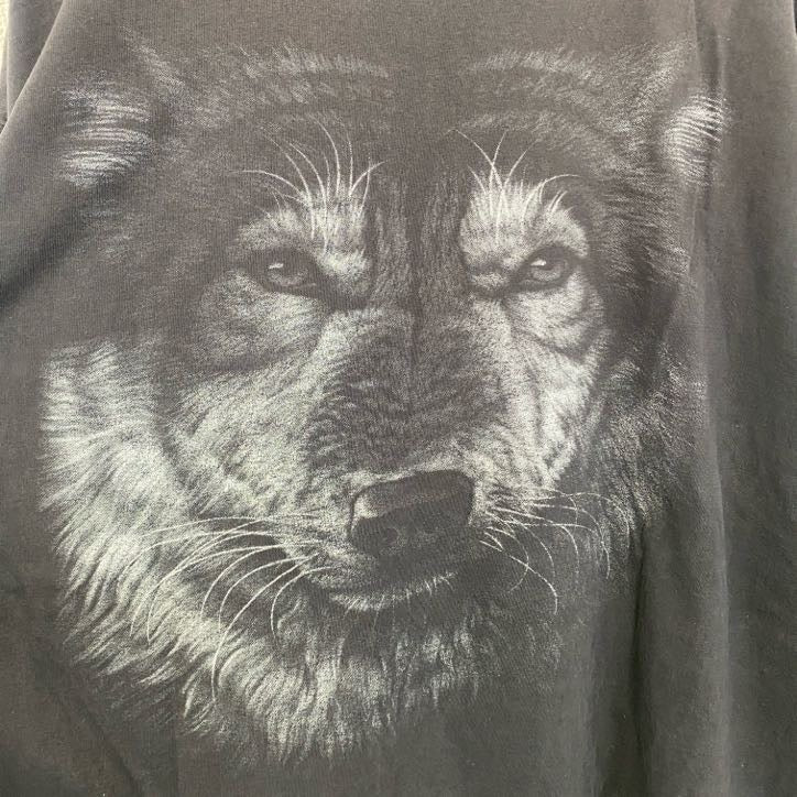 古着 used　HOT ROCK　ホットロック　半袖アニマル両面プリントTシャツ　狼　ウルフ　黒　ブラック　XLサイズ