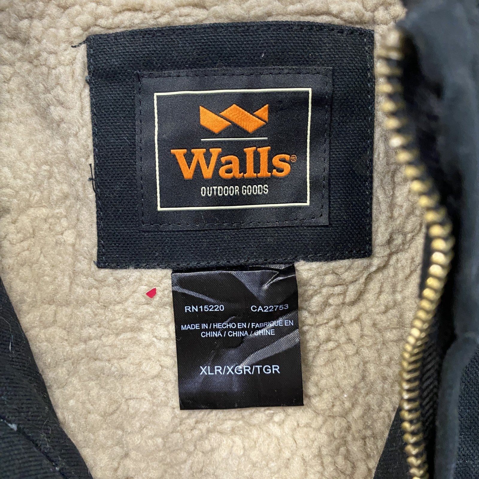 Walls　ウォールズ　フルジップダックベスト　ボアライナー　黑　ブラック　XLサイズ