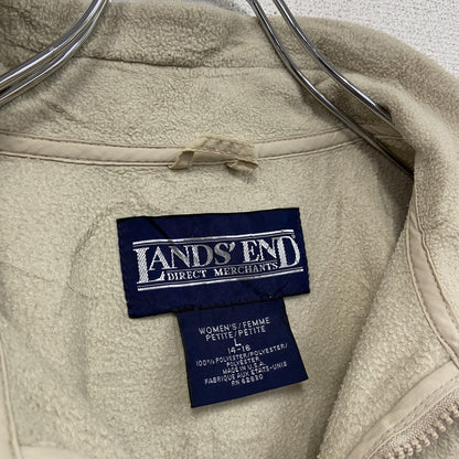 LAND’S END　ランズエンド　フルジップフリースジャケット/ボアジャケット　ベージュ　Lサイズ