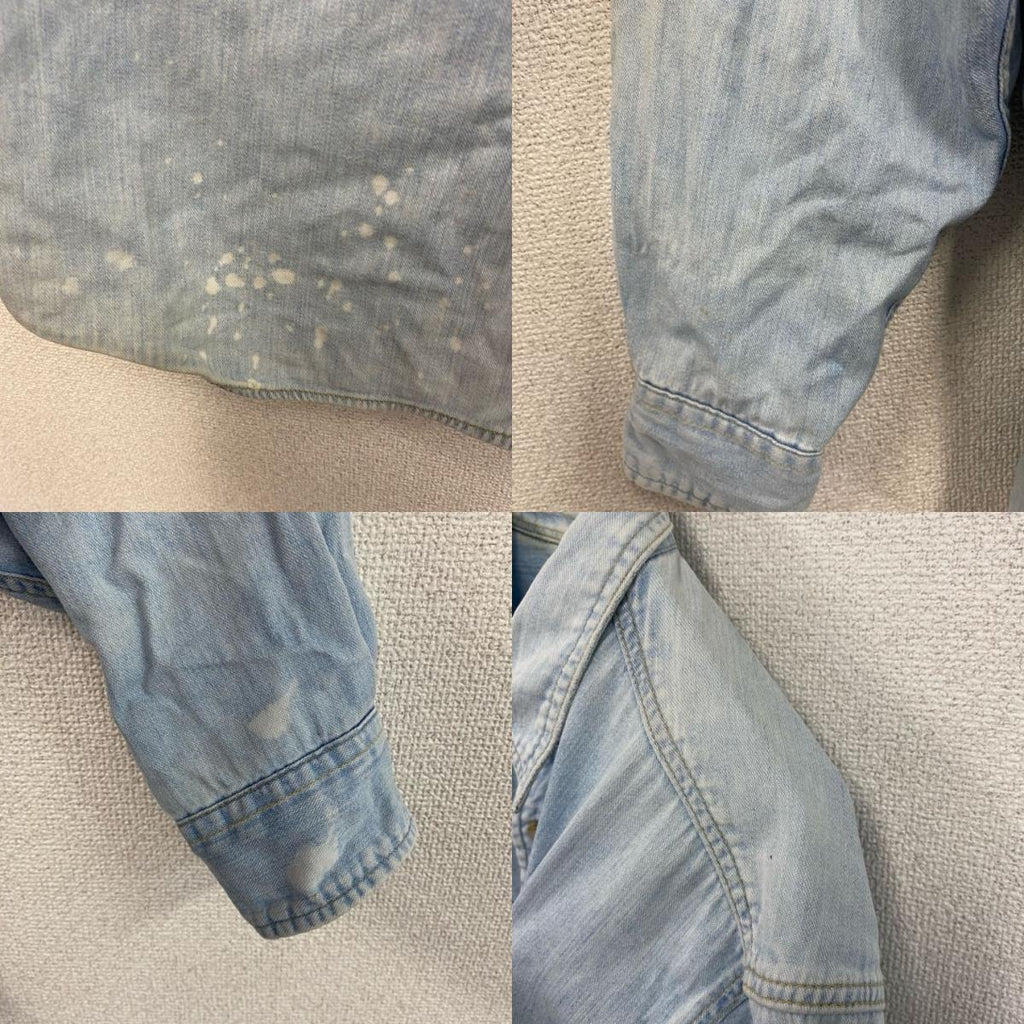 90s　Lee　リー　長袖デニムシャツ　ボタンダウンシャツ　ダブルポケット　ヴィンテージ　インディゴ　Lサイズ